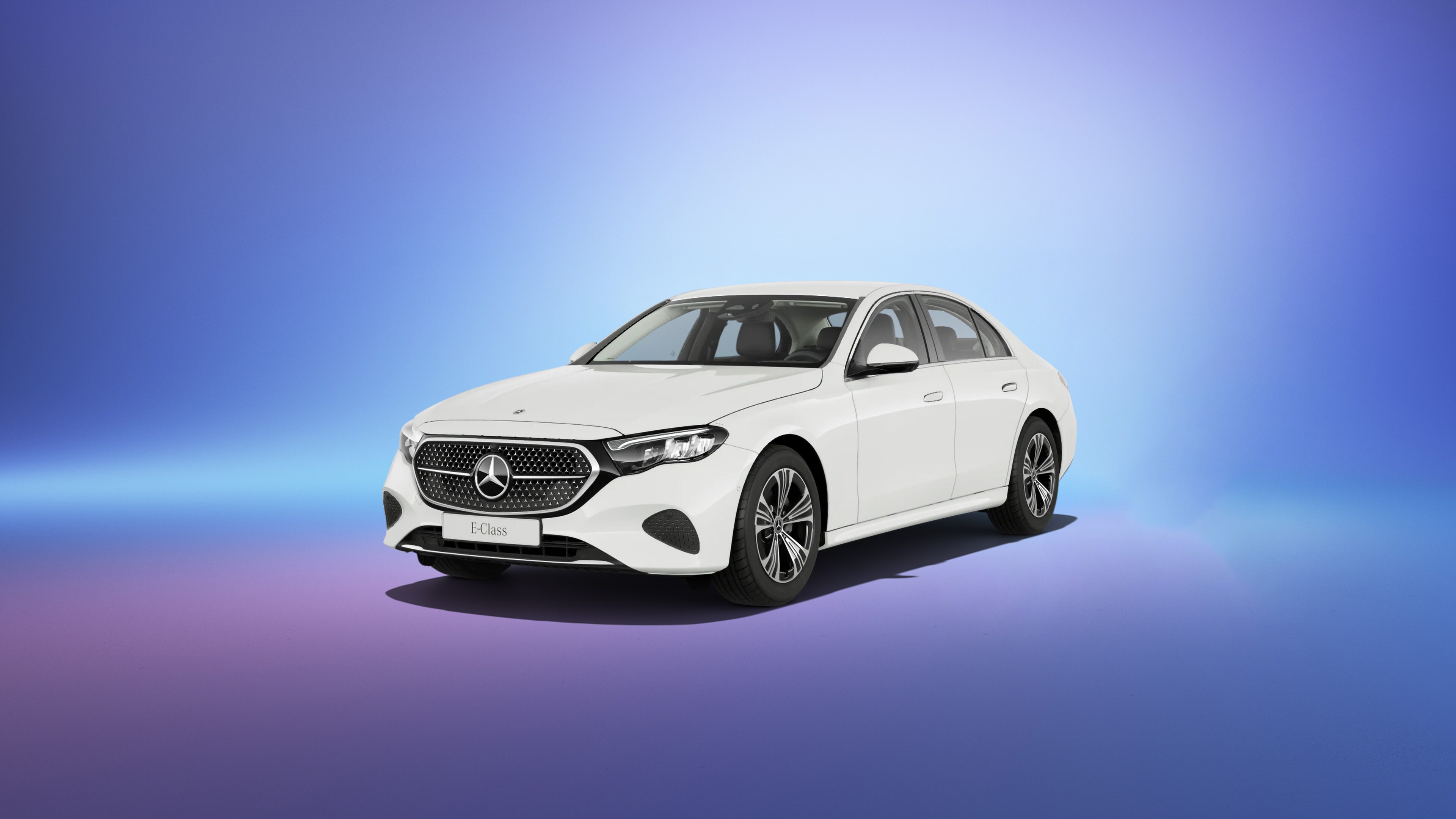 Mercedes-Benz E-Class on a blue background