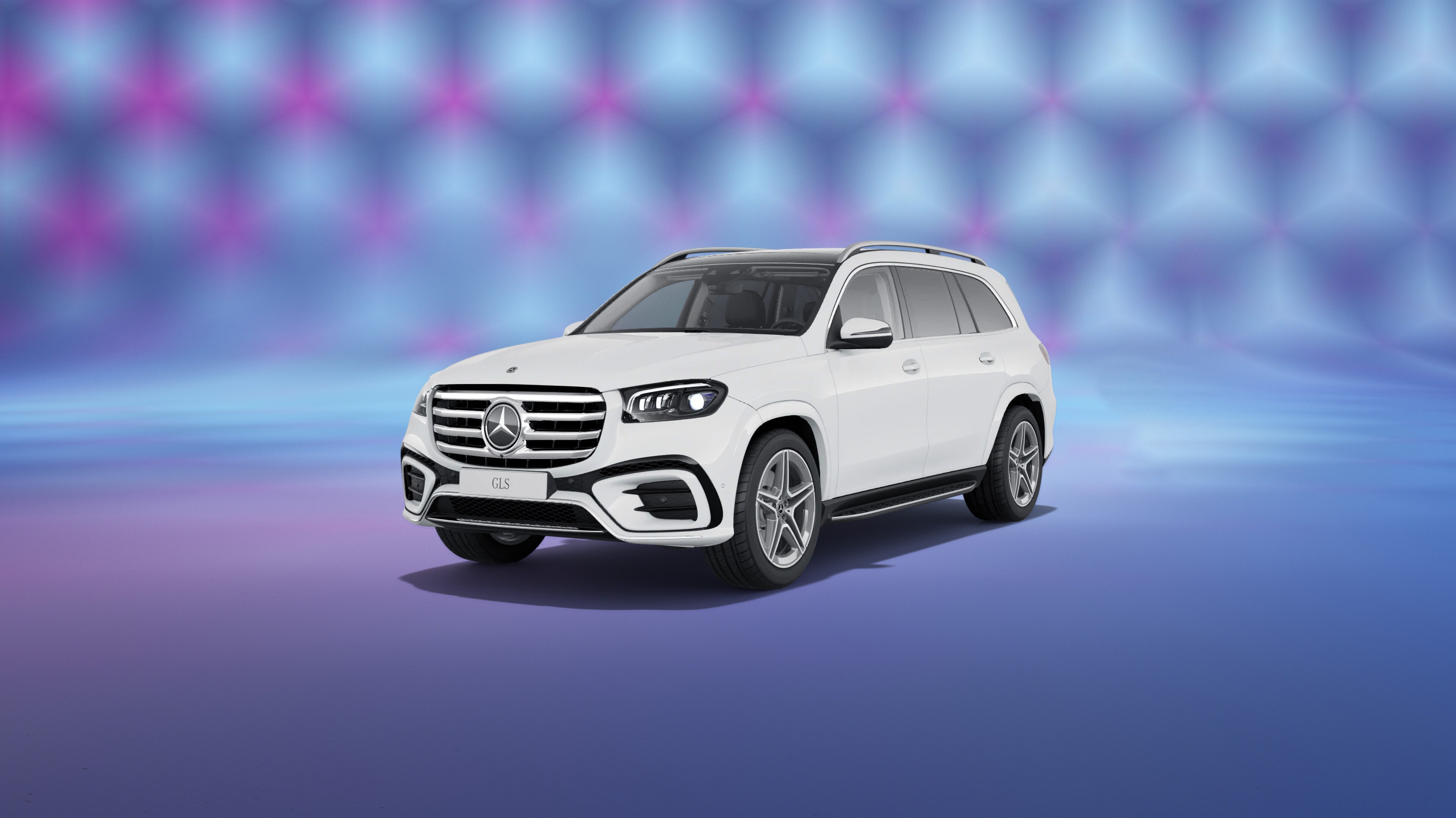 Mercedes-Benz GLS on a colourful background